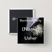 Badge Carré 5 Cm Mariage Usher (Devant & derrière)