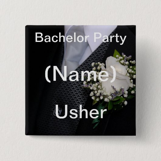 Badge Carré 5 Cm Mariage Usher (Devant)