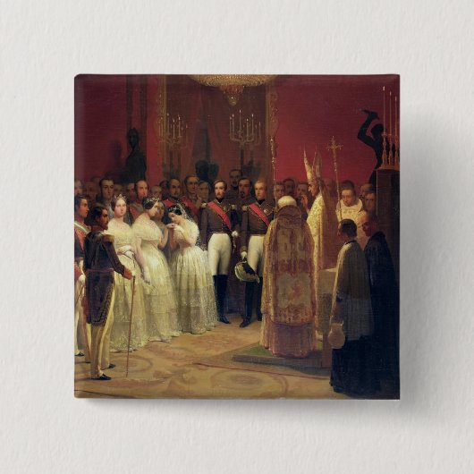 Badge Carré 5 Cm Mariages de la Reine Isabella II (Devant)