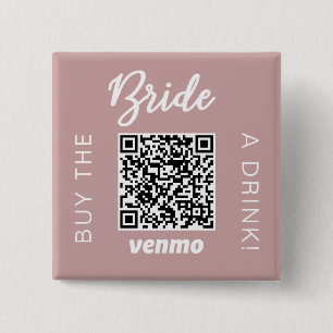 Badge Carré 5 Cm Mariée Achète Une Boisson Avec Code QR Venmo Fémin