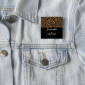 Badge Carré 5 Cm Mariée EVG Boujee Tendance Imprimé Léopard  (En situation)