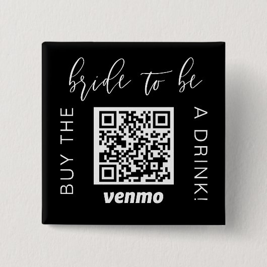 Badge Carré 5 Cm Mariée Pour Acheter Un Verre Avec QR Code Venmo Bl (Devant)
