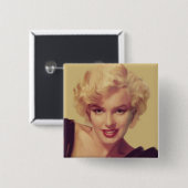 Badge Carré 5 Cm Marilyn en noir (Devant & derrière)