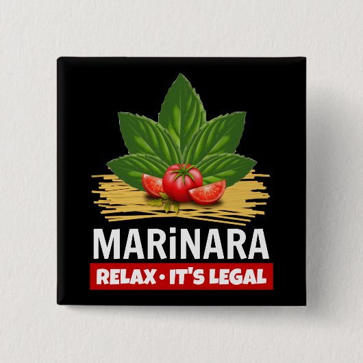 Badge Carré 5 Cm Marinara Relax C'est légal Basil Tomates Spaghetti (Devant)