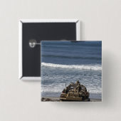 Badge Carré 5 Cm Marines anticipent l'arrivée (Devant & derrière)