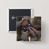 Badge Carré 5 Cm Marines plient un drapeau américain (Devant & derrière)