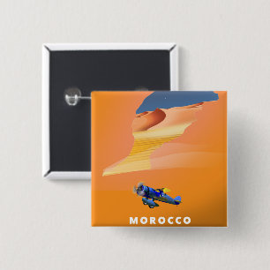 Badge Carré 5 Cm Maroc Carte illustrée imprimé affiche de voyage.