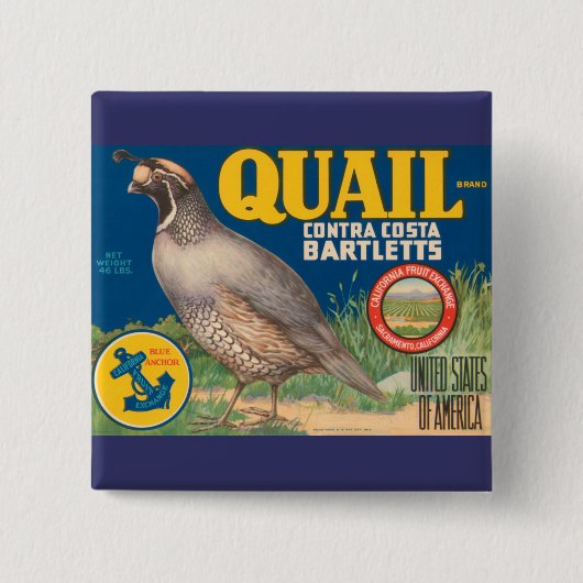 Badge Carré 5 Cm Marque Quail Contra Costa Bartletts (Devant)