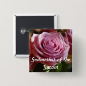 Badge Carré 5 Cm Marraine du bouton rose de marié (Devant & derrière)