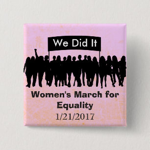Badge Carré 5 Cm Mars des femmes pour l'aimant de protestation