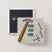 Badge Carré 5 Cm Marteau et bouton de clous (Devant & derrière)