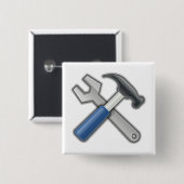 Badge Carré 5 Cm Marteau et clé (Devant & derrière)