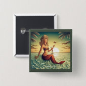 Badge Carré 5 Cm Martini Classy Mermaid Thunder_Cove (Devant & derrière)