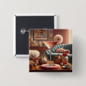 Badge Carré 5 Cm Martini Fleur de Cerisier Atomique (Devant & derrière)