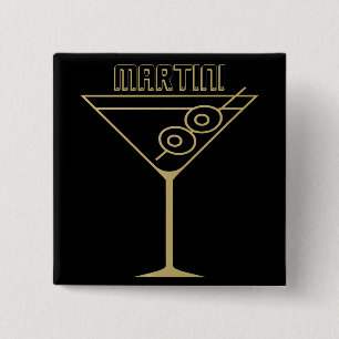 Badge Carré 5 Cm Martini olive doré Mid Century Modern 2