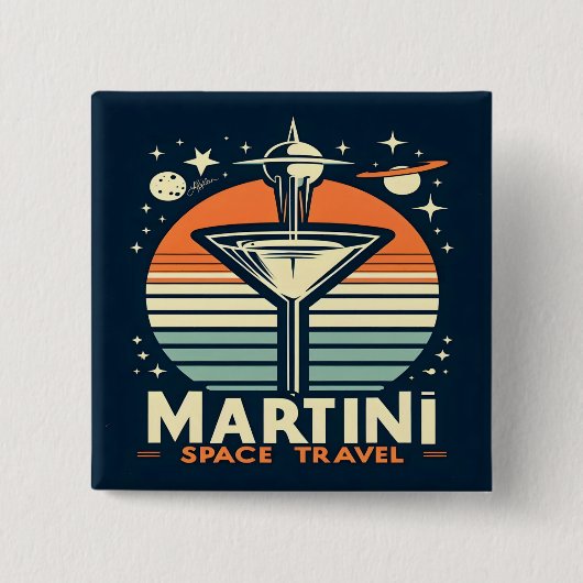 Badge Carré 5 Cm Martini Space Travel Lift Off Logo (Devant)