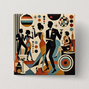 Badge Carré 5 Cm Martinis Jazzy Abstraits et Fête de Cocktail Dansa