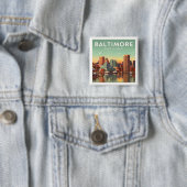 Badge Carré 5 Cm Maryland vintage Baltimore (En situation)