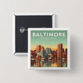 Badge Carré 5 Cm Maryland vintage Baltimore (Devant & derrière)