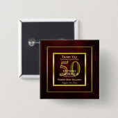 Badge Carré 5 Cm Masculine Double Gold Frame 50e anniversaire (Devant & derrière)