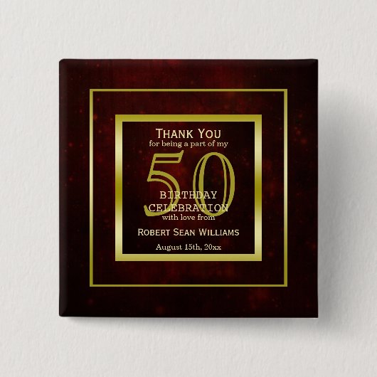 Badge Carré 5 Cm Masculine Double Gold Frame 50e anniversaire (Devant)