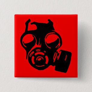 Badge Carré 5 Cm Masque à gaz Gasmask Graphique Pochoir Bouton Badg