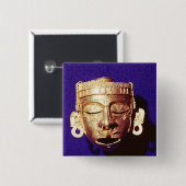 Badge Carré 5 Cm Masque du dieu Xipe Totec (Devant & derrière)
