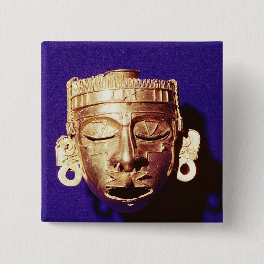 Badge Carré 5 Cm Masque du dieu Xipe Totec (Devant)