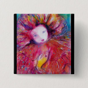 BADGE CARRÉ 5 CM MASQUE EN ROUGE