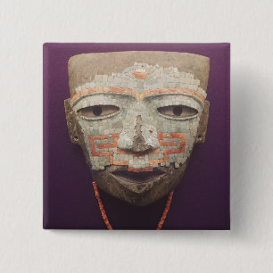 Badge Carré 5 Cm Masque funèbre de Teotihuacan