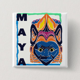BADGE CARRÉ 5 CM MASQUE MAYA