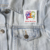 Badge Carré 5 Cm Masque perlé - (En situation)