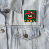 BADGE CARRÉ 5 CM MASQUE PÉRUVIEN (En situation)