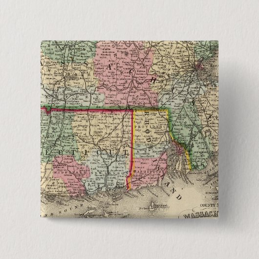 Badge Carré 5 Cm Mass, Conn, RI Map by Mitchell (Devant)