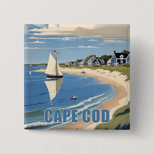 Badge Carré 5 Cm Massachusetts de Cape Cod (Devant)