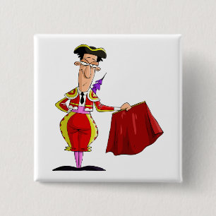 Badge Carré 5 Cm Matador au Cape Rouge Torero Espagnol