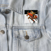 Badge Carré 5 Cm Match de hockey sur glace (En situation)