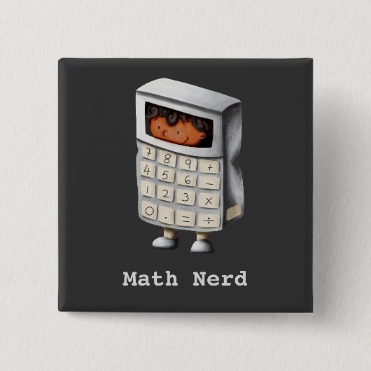 Badge Carré 5 Cm Math Nerd Black Kid (Devant)