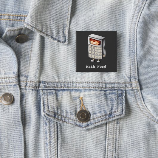 Badge Carré 5 Cm Math nerd mignon garçon en costume de calculatrice (En situation)