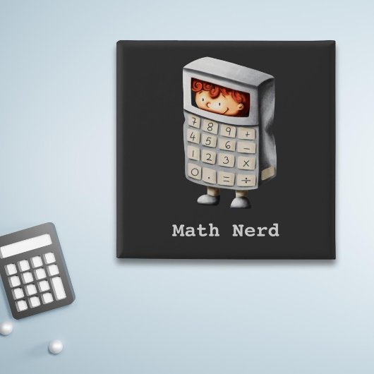 Badge Carré 5 Cm Math nerd mignon garçon en costume de calculatrice