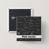 Badge Carré 5 Cm Math professeur noir manuscrit équations mathémati (Devant & derrière)