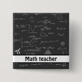 Badge Carré 5 Cm Math professeur noir manuscrit équations mathémati (Devant)