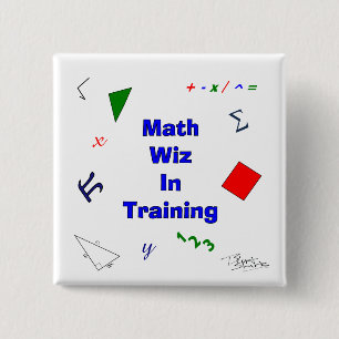 Badge Carré 5 Cm Math Wiz en formation