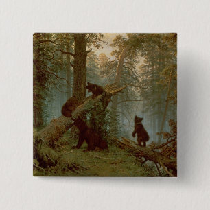 Badge Carré 5 Cm Matin dans une forêt de pin, 1889