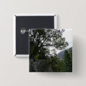 Badge Carré 5 Cm Matin sur le sentier à Vernal Falls à Yosemite (Devant & derrière)