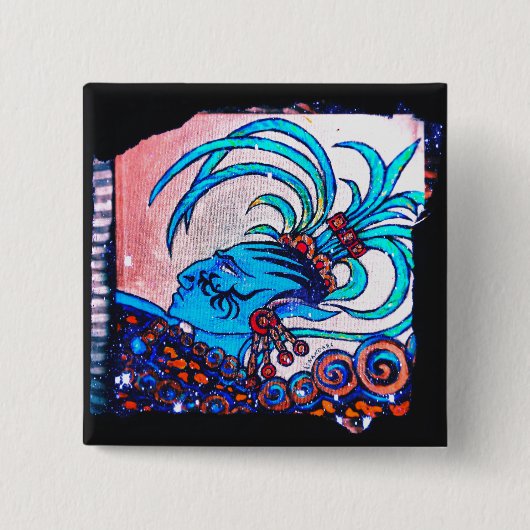 Badge Carré 5 Cm Mayan Elf : Défiance (Devant)