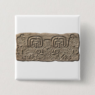 Badge Carré 5 Cm Mayan Jaguar-stone