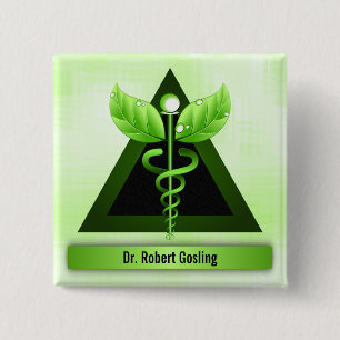Badge Carré 5 Cm Médecine alternative personnalisée Caducs verts