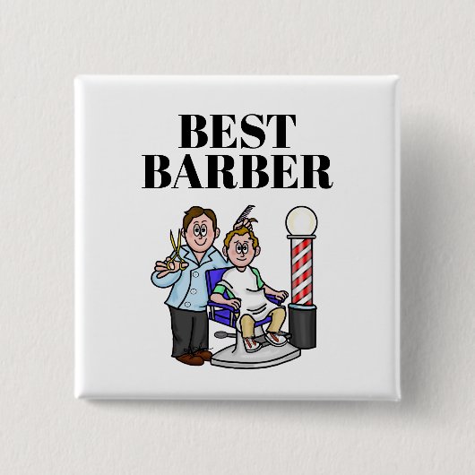 Badge Carré 5 Cm Meilleur Bouton Barbier - Couper les cheveux (Devant)