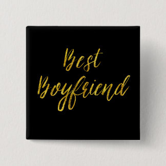 Badge Carré 5 Cm Meilleur Boyfriend Gold Faux Parties scintillant S